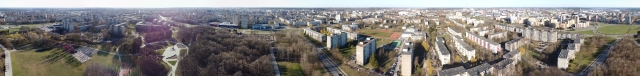 Kaunas panorama around the Draugystės park, 2020-04-06